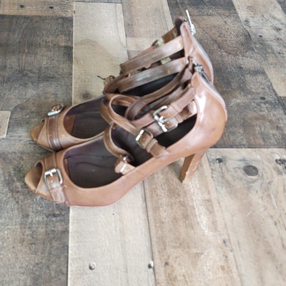 J.Crew buckle strap leather high heels size 8 1/2 - Picture 6 of 13